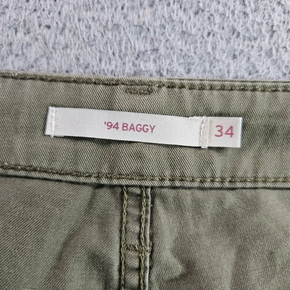 Levis 94 Baggy Cargo Pants Mens 38x30 Olive Green Cotton Utility Y2K